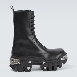 Balenciaga Schnürstiefel Bulldozer aus Leder in Schwarz