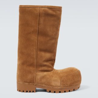 Balenciaga Stiefel Alaska High aus Veloursleder in Weiß