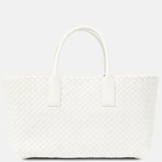 Bottega Veneta Tote Cabat Small aus Leder in Weiß