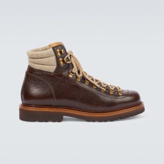 Brunello Cucinelli Schnürstiefel aus Leder in Braun