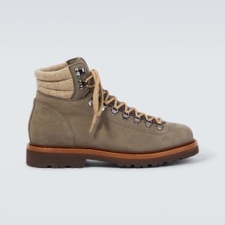 Brunello Cucinelli Schnürstiefel aus Leder in Grau