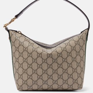 Gucci Schultertasche Ophidia GG Super Mini aus Canvas in Braun