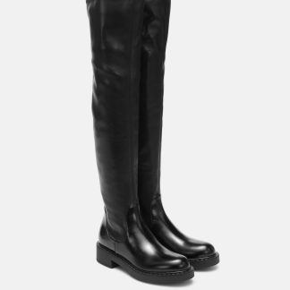 Prada Overknee-Stiefel aus Leder in Schwarz